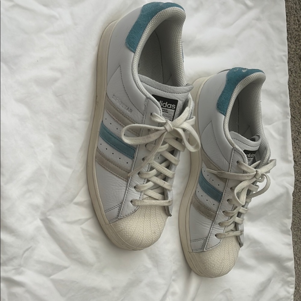 Adidas superstar white and blue - size 9.5